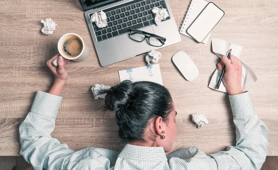 woman being overworked and burnout
