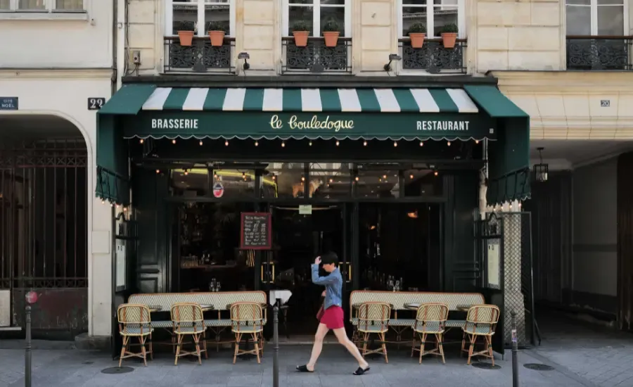 parisian woman walking with style in Paris